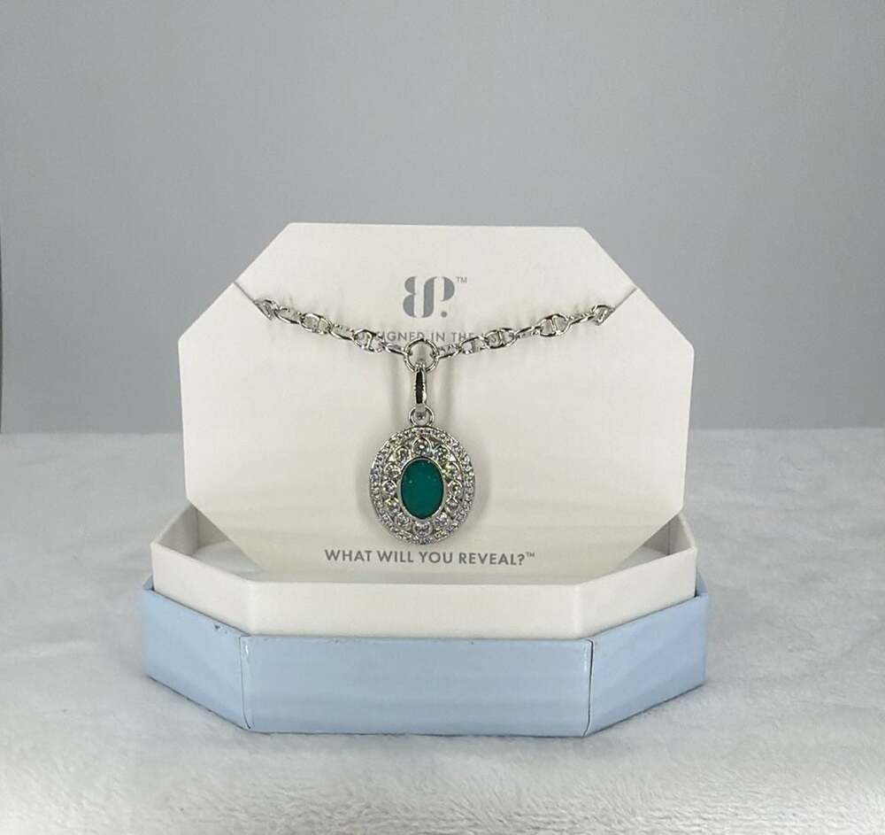 BP A Secret In Spiral Necklace Created Paraiba Tourmaline Rhodium
